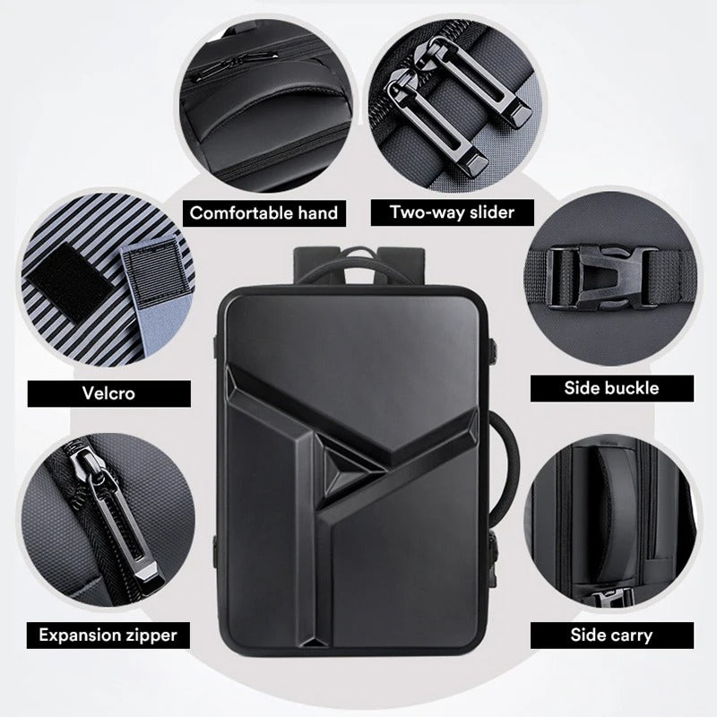 Men's 17" Laptop Hard Shell Backpack 50L Large Capacity Expandable Waterproof Travel Backpack USB Charging mochilas de hombre